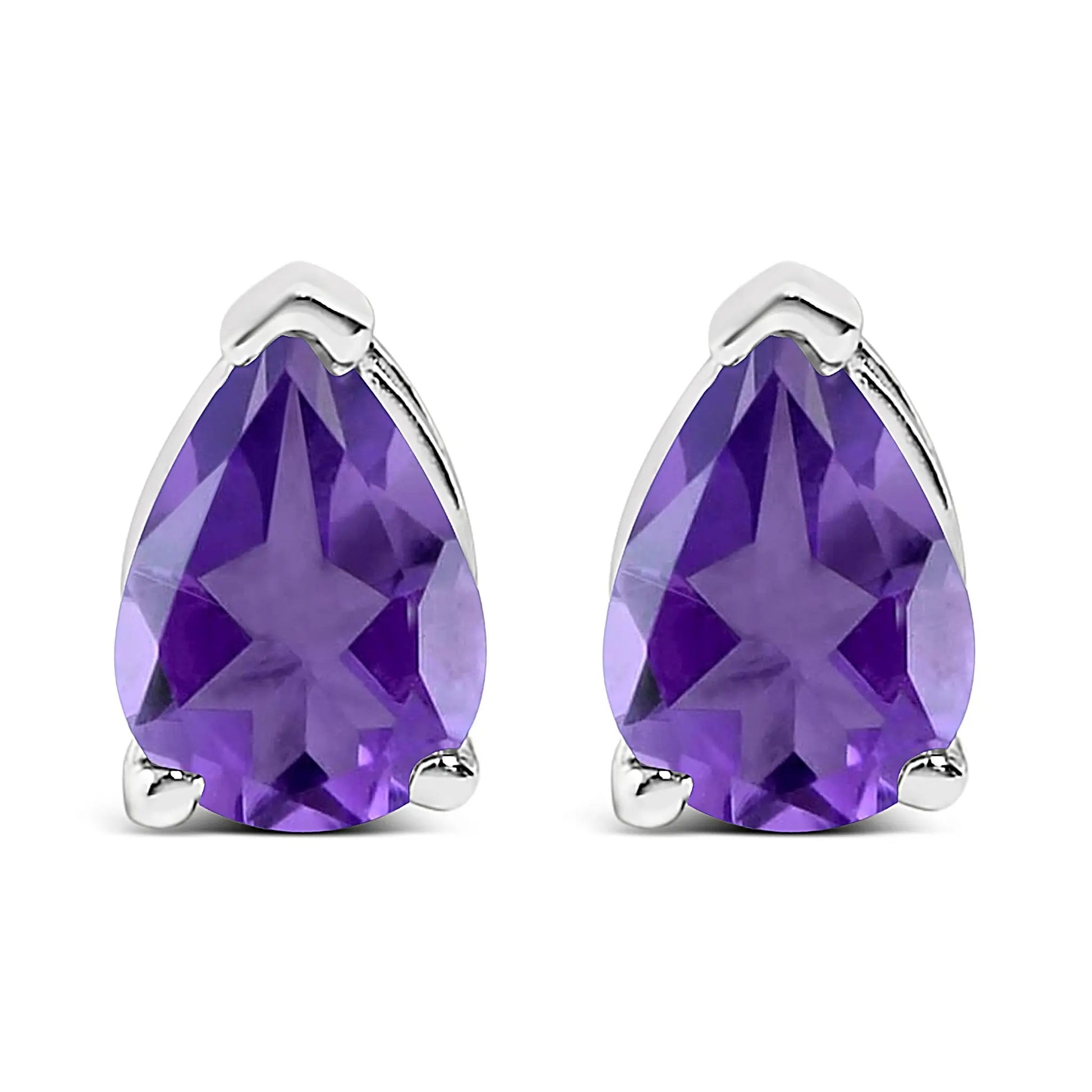 14K white gold 6x4mm pear-shaped purple amethyst solitaire stud earrings (pair) by Bids.com on Tampa Home & Garden Store