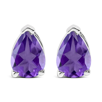 14K white gold 6x4mm pear-shaped purple amethyst solitaire stud earrings (pair) by Bids.com on Tampa Home & Garden Store