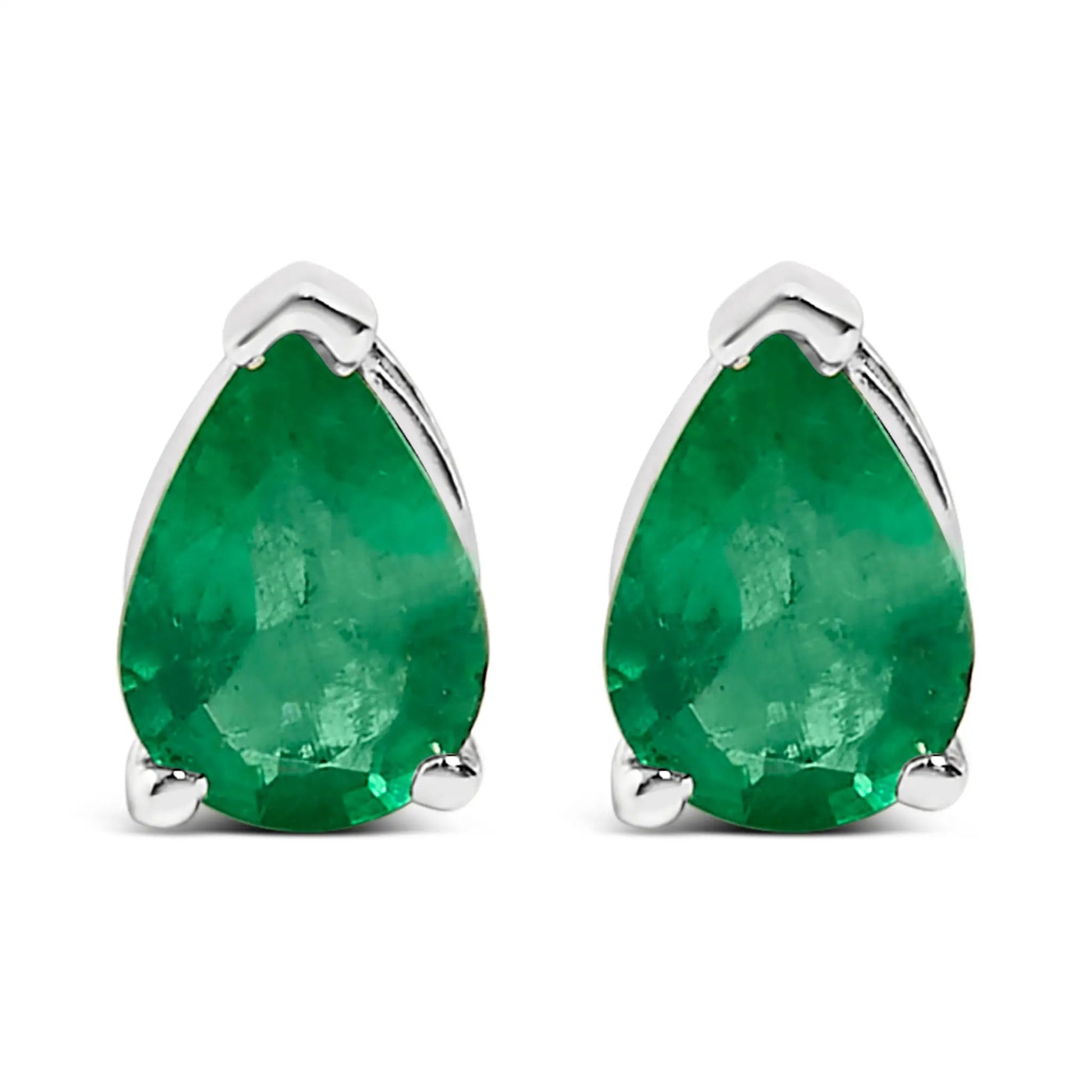 Earrings pair of pear-shaped emerald-green gemstones set in white gold by Bids.com on Tampa Home & Garden Store