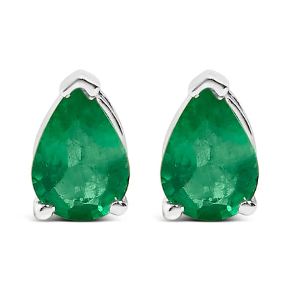 Earrings pair of pear-shaped emerald-green gemstones set in white gold by Bids.com on Tampa Home & Garden Store