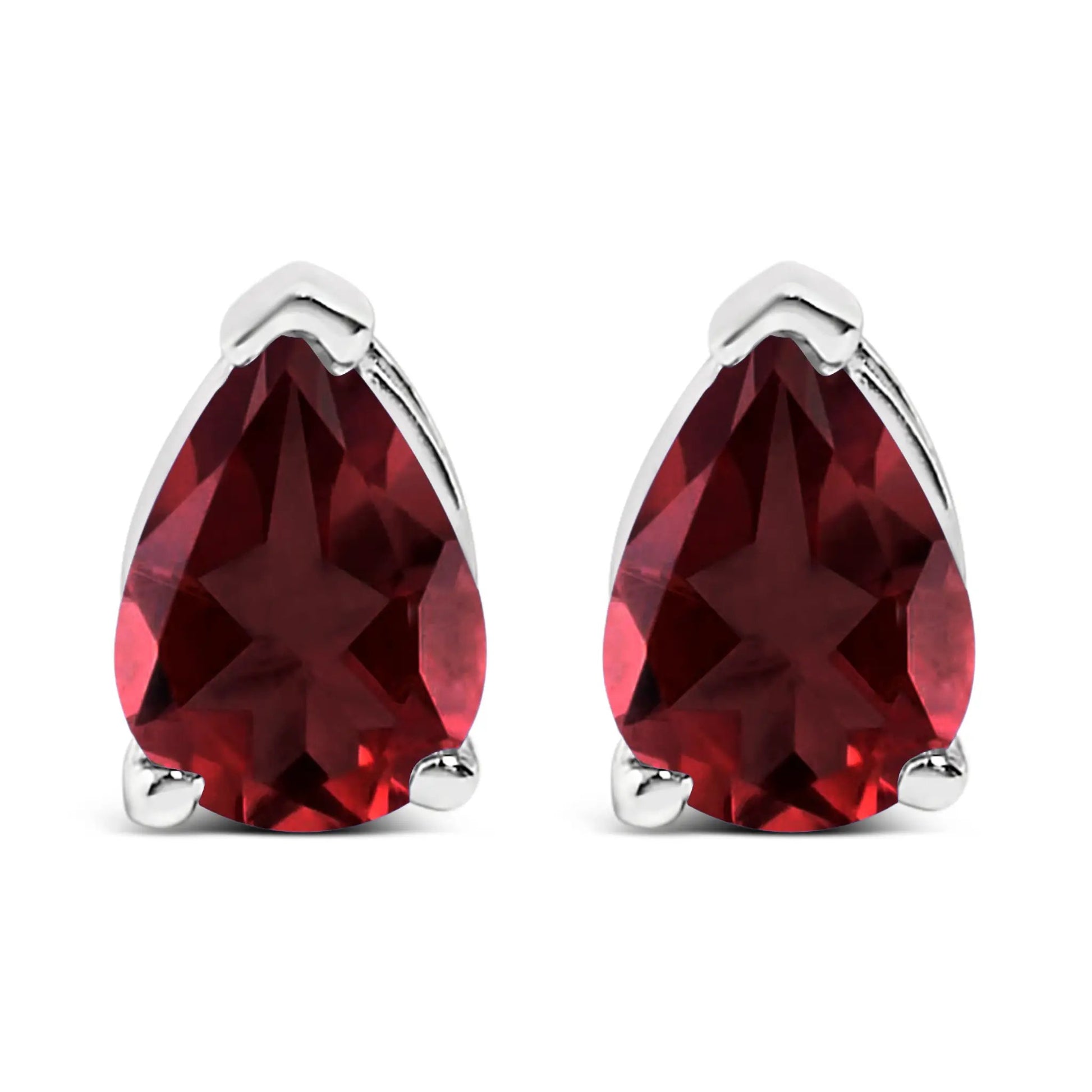14K White Gold Pear-Shaped Purple Amethyst Solitaire Stud Earrings pair by Bids.com with silver prongs on Tampa Home & Garden Store