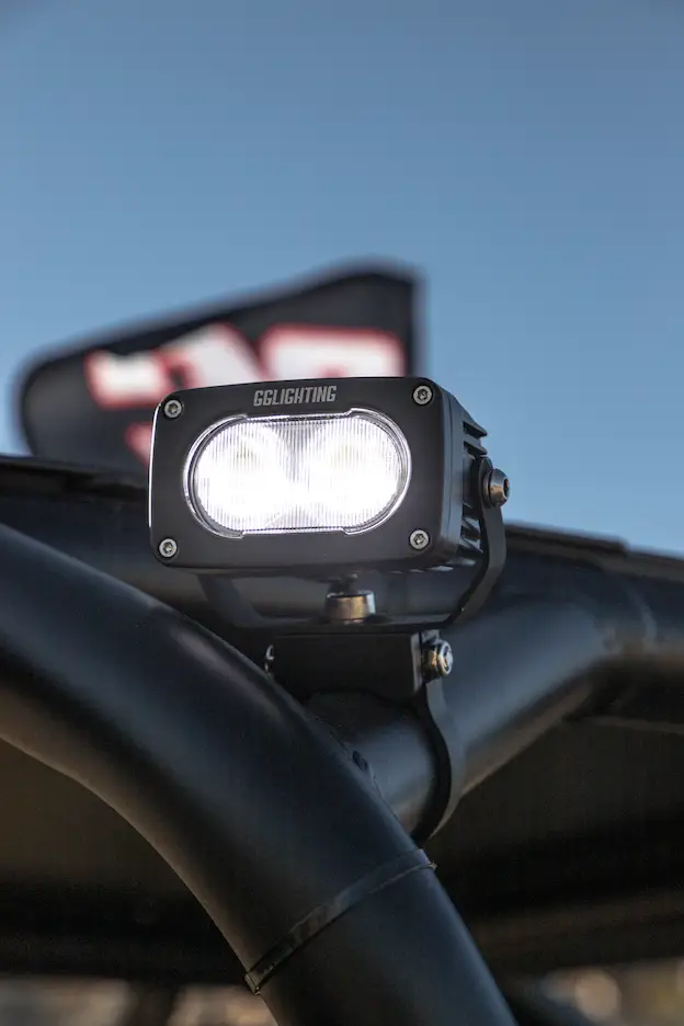 GP10 Offroad LED Pod Bundle White by GGLighting on a roll-bar mount with dual-emitter LED housing on Tampa Home & Garden Store