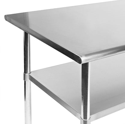 Mesa de preparación de cocina de acero inoxidable de 48 x 24 pulgadas con ruedas