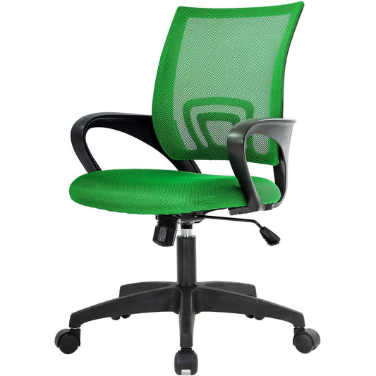Green Modern Mid-Back Ergonomic Mesh Office Desk Chair with Armrest on Wheels - Tampa Home & Garden Store