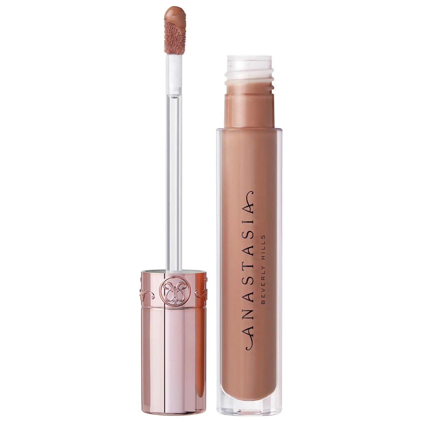 Beauty Care Bag lip gloss in nude pink shade with clear tube and rose-gold cap on Tampa Home & Garden Store
