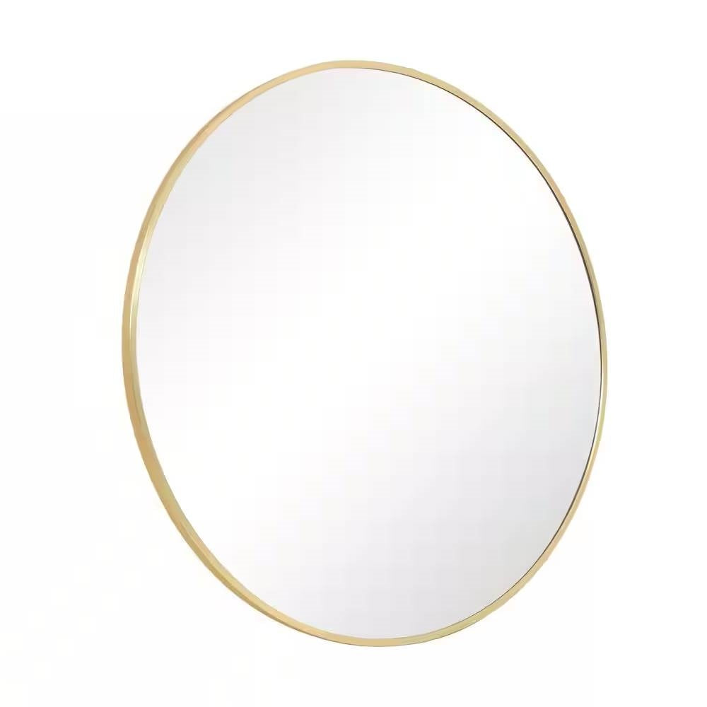 Espejo de pared circular para baño de 30 pulgadas con marco dorado