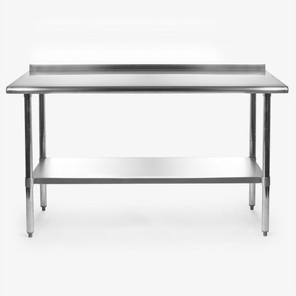 Mesa de trabajo de preparación de acero inoxidable de 60 x 24 pulgadas, de alta resistencia, con certificación NSF y protector contra salpicaduras