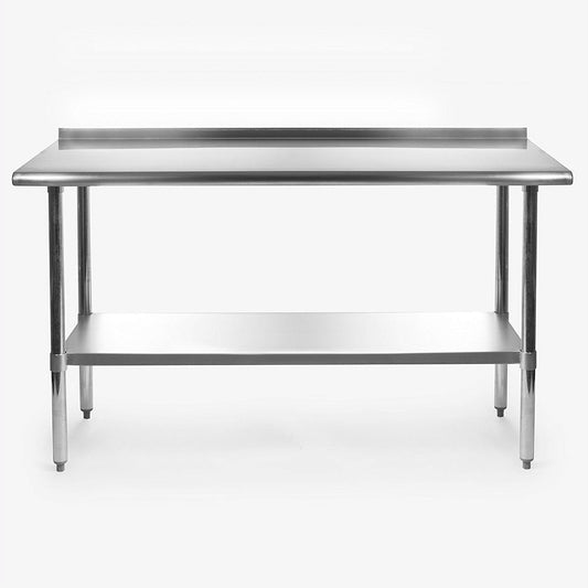 Mesa de trabajo de preparación de acero inoxidable de 60 x 24 pulgadas, de alta resistencia, con certificación NSF y protector contra salpicaduras