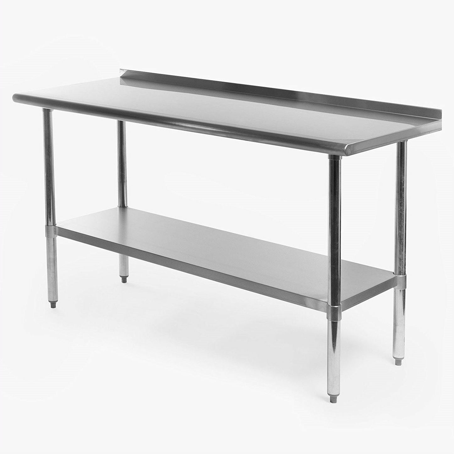 Mesa de trabajo de preparación de acero inoxidable de 60 x 24 pulgadas, de alta resistencia, con certificación NSF y protector contra salpicaduras
