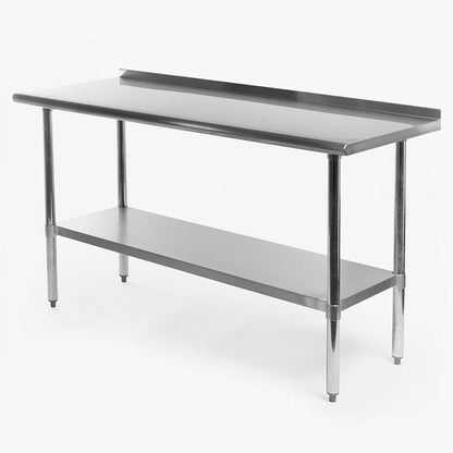 Mesa de trabajo de preparación de acero inoxidable de 60 x 24 pulgadas, de alta resistencia, con certificación NSF y protector contra salpicaduras