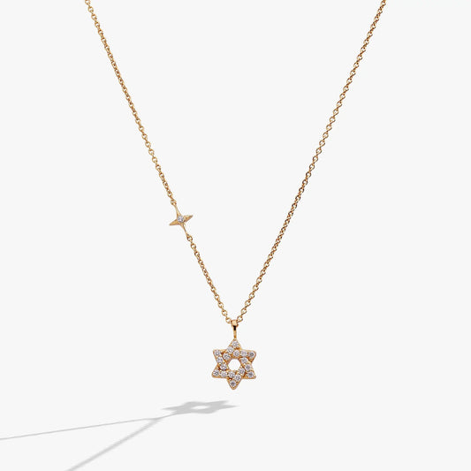 Star of David pendant necklace in gold-tone with pavé crystals and a small star charm on Tampa Home & Garden Store