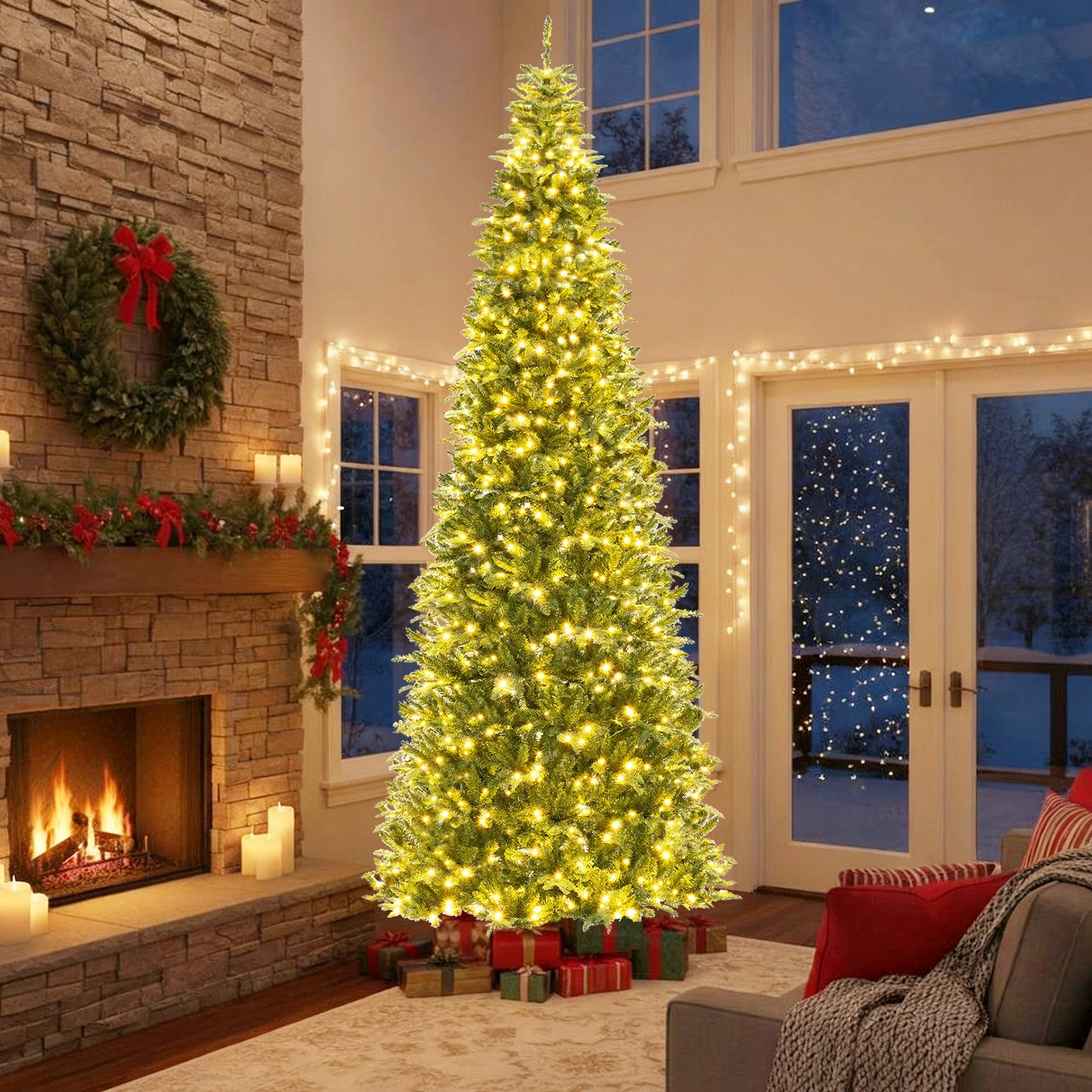 12 ft DirectDeals prelit hinged artificial Christmas tree with 2517 tips, warm LEDs on Tampa Home & Garden Store