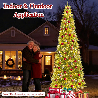 12 ft prelit hinged artificial Christmas tree DirectDeals 2517 PVC/PE branch tips in yard on Tampa Home & Garden Store