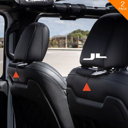GP Back Grip PRO rear headrest handles two-pack installed on black leather car seats on Tampa Home & Garden Store