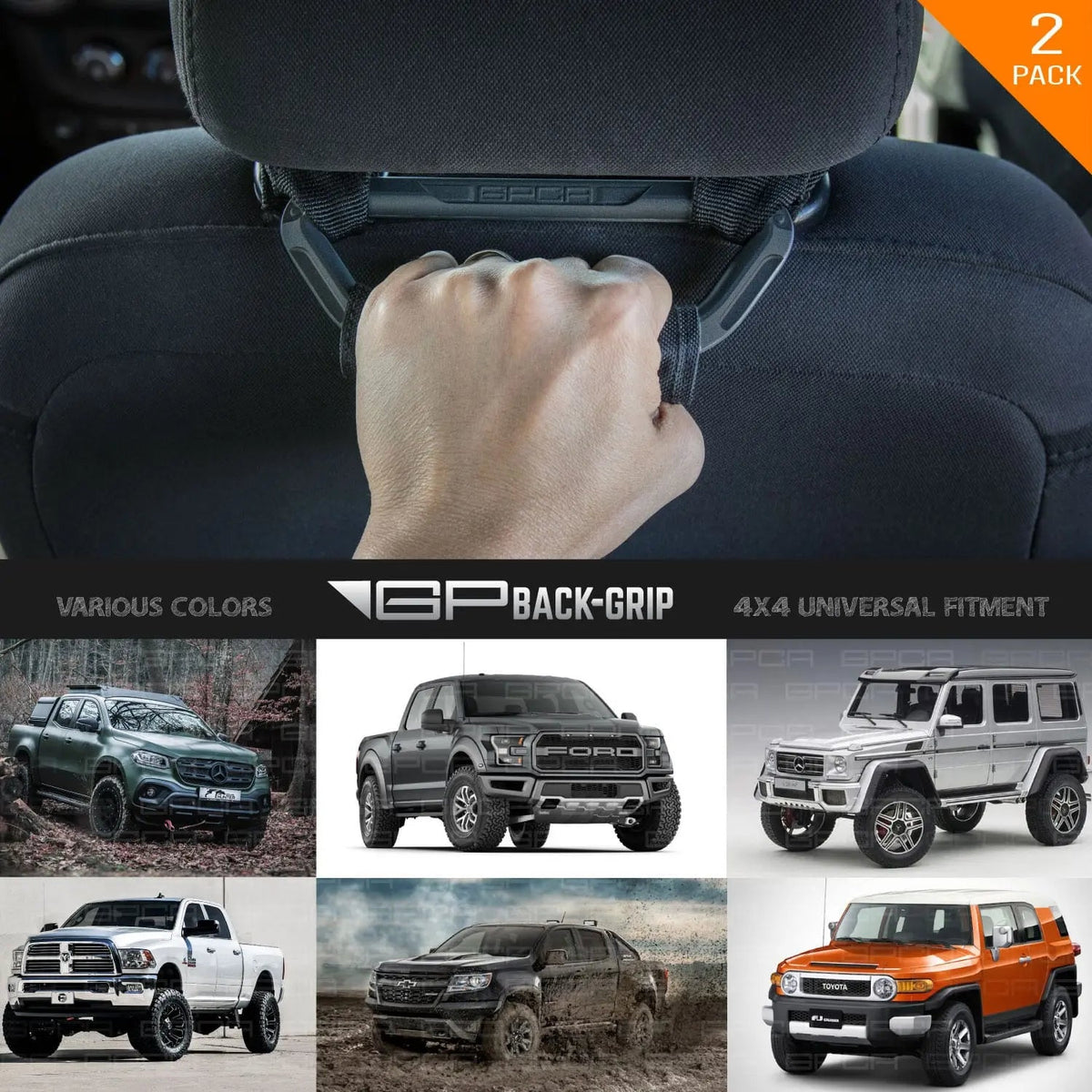 GP Back-Grip Pro Black 2-pack car gear with seatback hand grips by GPCA on Tampa Home & Garden Store
