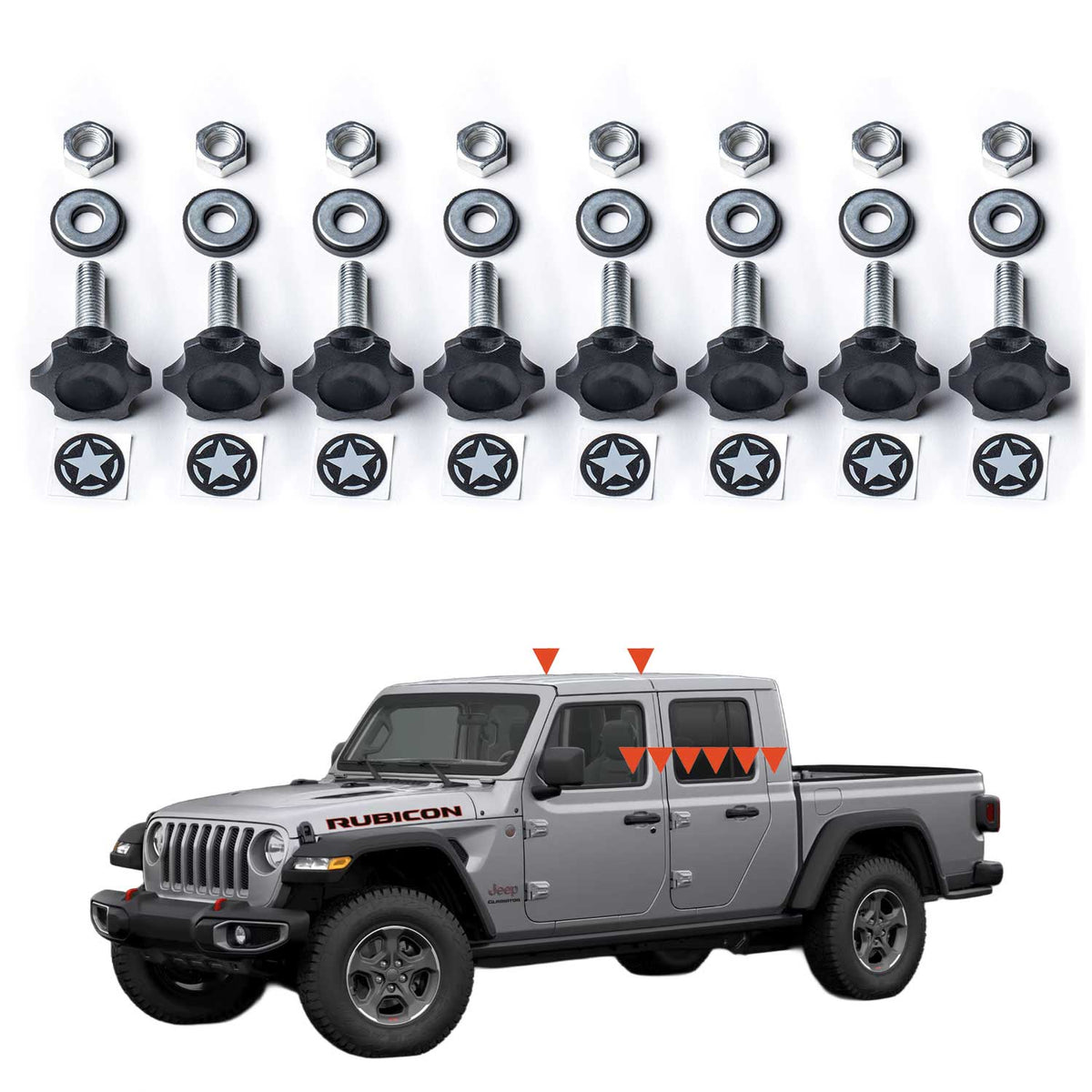 GP-Star quick-release thumbscrew set for cars by GPCA, eight black star-knob assemblies with bolts on Tampa Home & Garden Store