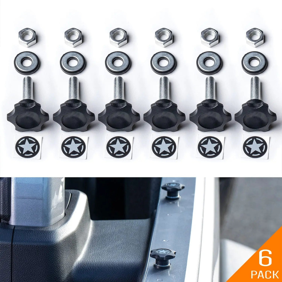 GP-Star versatile quick-release thumbscrew set, 6-pack, black metal star-knob screws by GPCA on Tampa Home & Garden Store