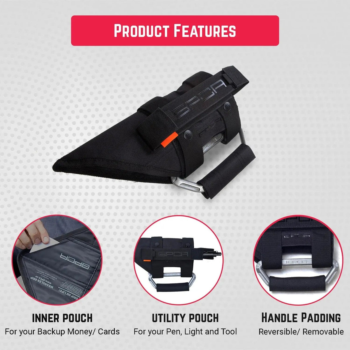 GP-Grip PRO Foldable Handle for Jeep Wrangler JK, black nylon with orange accent, GPCA brand on Tampa Home & Garden Store