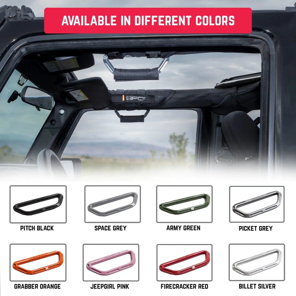 GP-Grip PRO Foldable Handle for Jeep Wrangler JK mounted on roll bar, black with GPCA logo on Tampa Home & Garden Store