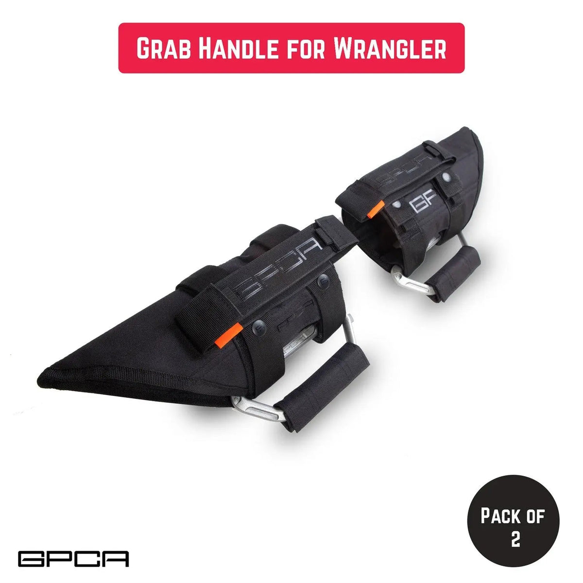 GPCA GP-Grip PRO Foldable Handle for Wrangler JK, black with orange tabs, pack of 2, metal clips on Tampa Home & Garden Store