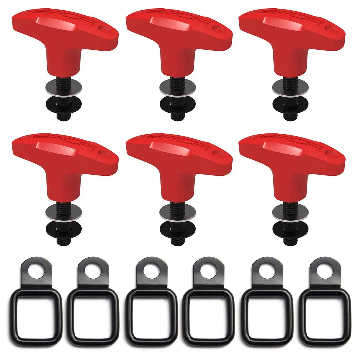 GPCA Jeep Wrangler Tie-Down Anchor PRO red quick-release T-handle set of 6 with washers on Tampa Home & Garden Store