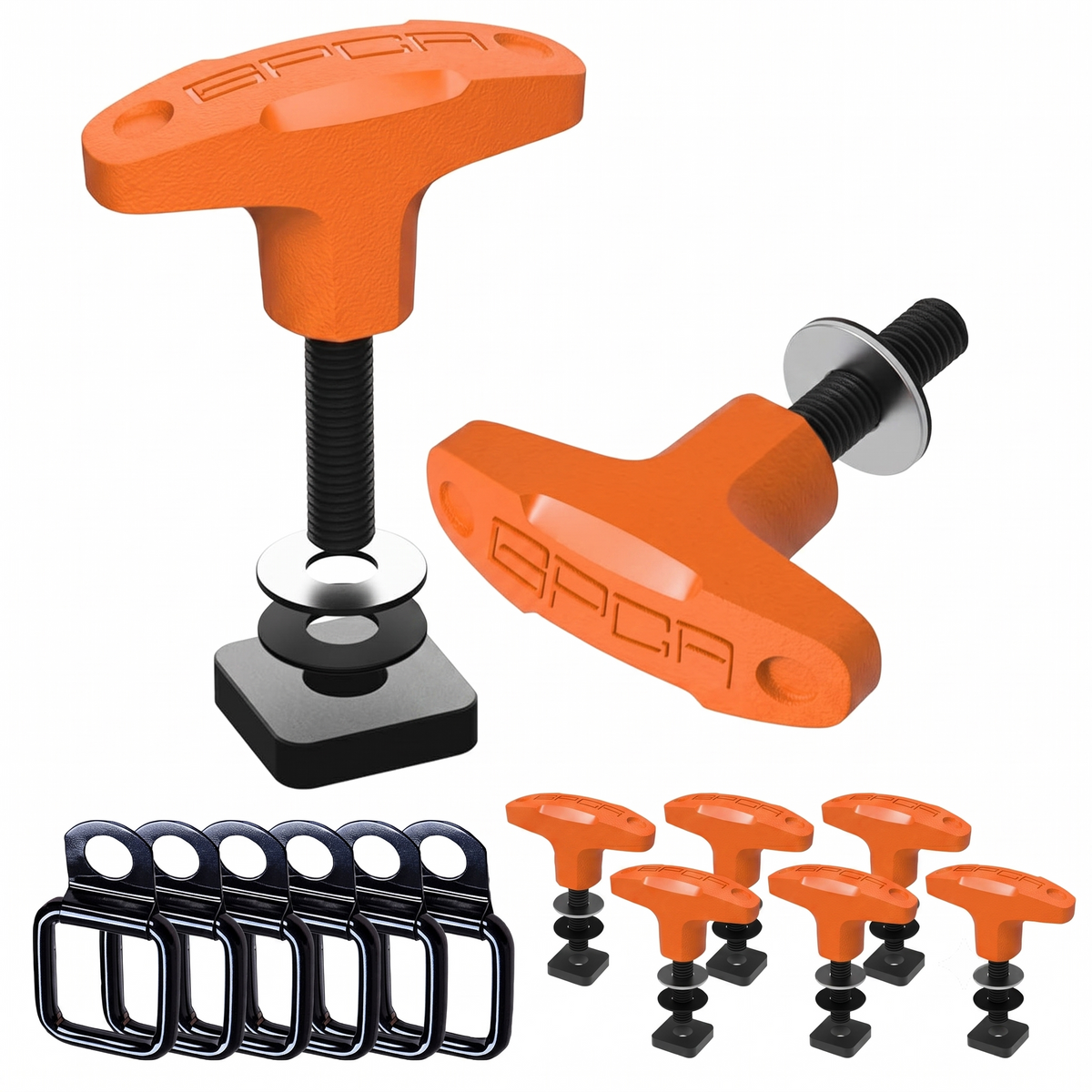 GPCA Jeep Wrangler Tie-Down Anchor PRO orange quick-release anchors with bolts and washers on Tampa Home & Garden Store