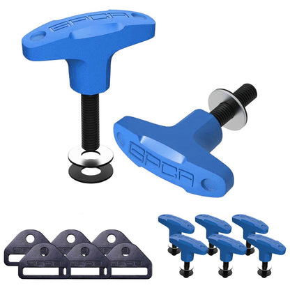 GPCA Jeep Wrangler Tie-Down Anchor PRO blue quick-release anchors with black threaded rods on Tampa Home & Garden Store