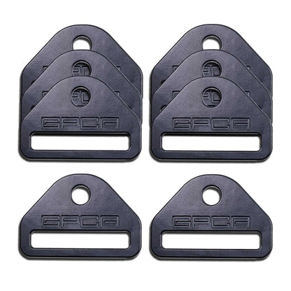 GPCA tie-down D-plate car gear storage, black plastic, six-pack on Tampa Home & Garden Store