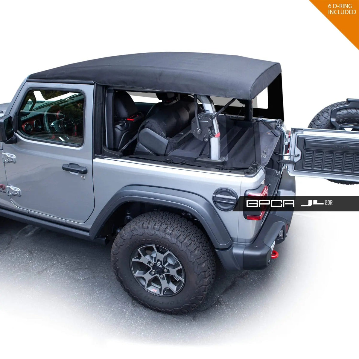 GPCA Jeep Wrangler JL 2DR cargo cover, black fabric top, 2018+ on Tampa Home & Garden Store