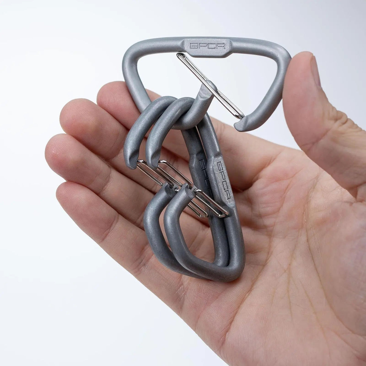 GPCA Carabiner Loop LITE EDC keychain in matte grey metal with steel pin clip on Tampa Home & Garden Store