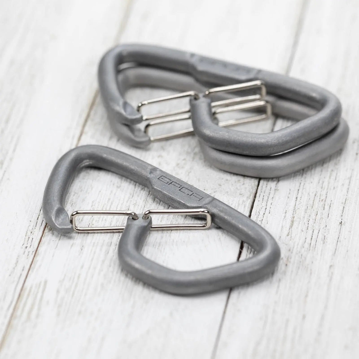 GPCA Carabiner Loop LITE EDC keychain set in gray silicone with metal clip hardware 2-pack on Tampa Home & Garden Store