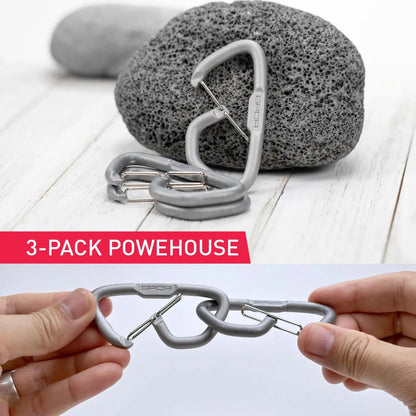 GPCA Carabiner Loop LITE EDC keychain in gray, dual-loop design with metal connector on Tampa Home & Garden Store