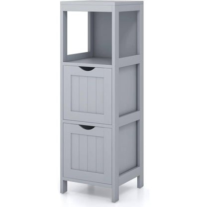 Mueble de Baño de Pie de Estilo Rústico Moderno con 2 Cajones y Estante en Acabado de Madera Gris