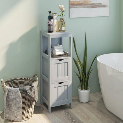 Mueble de Baño de Pie de Estilo Rústico Moderno con 2 Cajones y Estante en Acabado de Madera Gris