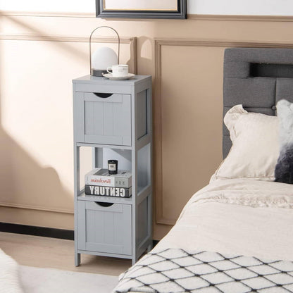 Mueble de Baño de Pie de Estilo Rústico Moderno con 2 Cajones y Estante en Acabado de Madera Gris