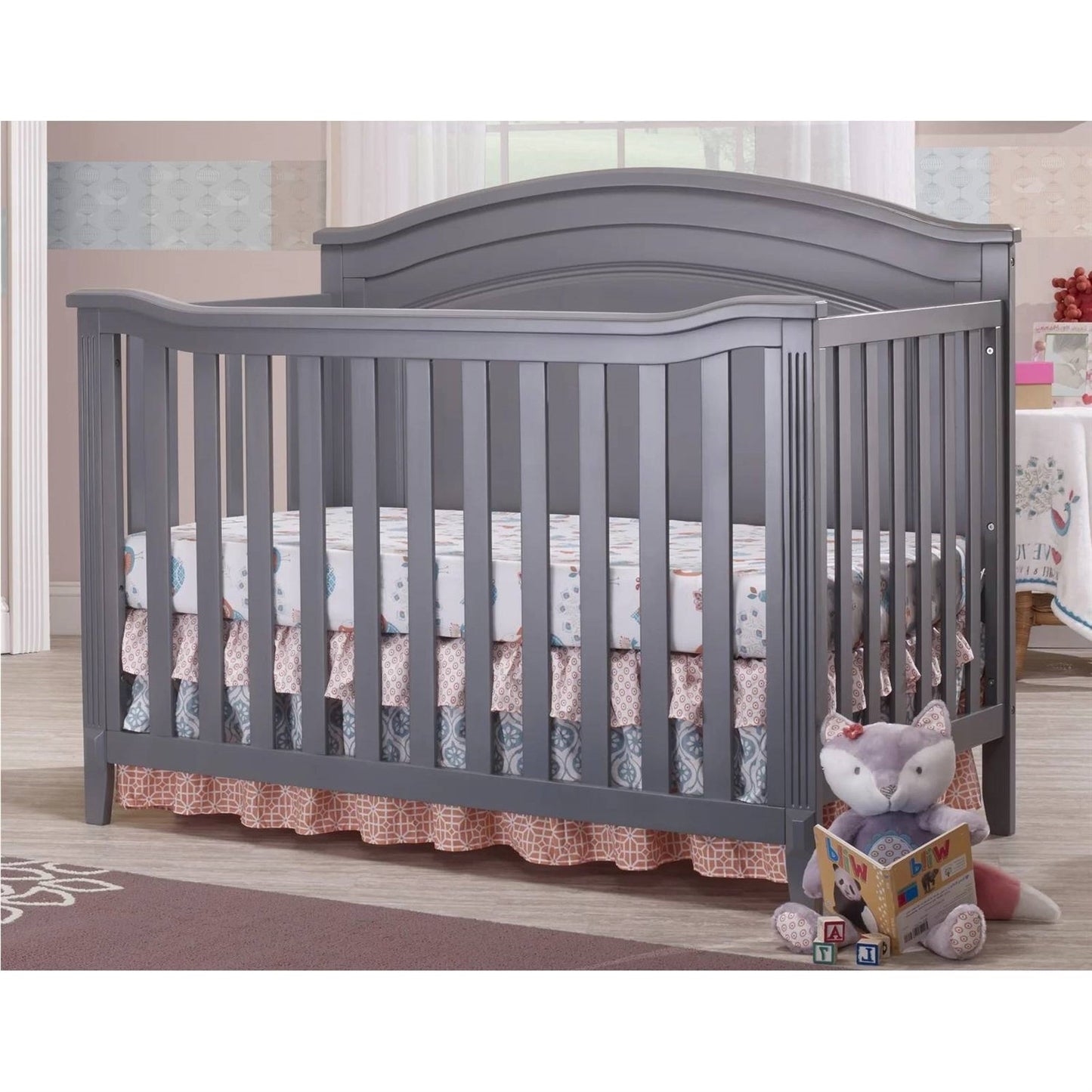 Cuna convertible de madera maciza SF Home en gris - Cama infantil vendida por separado