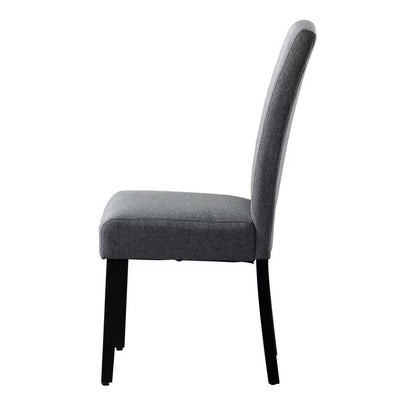 Juego de 2 sillas de comedor modernas tapizadas en tela gris con patas de madera negras