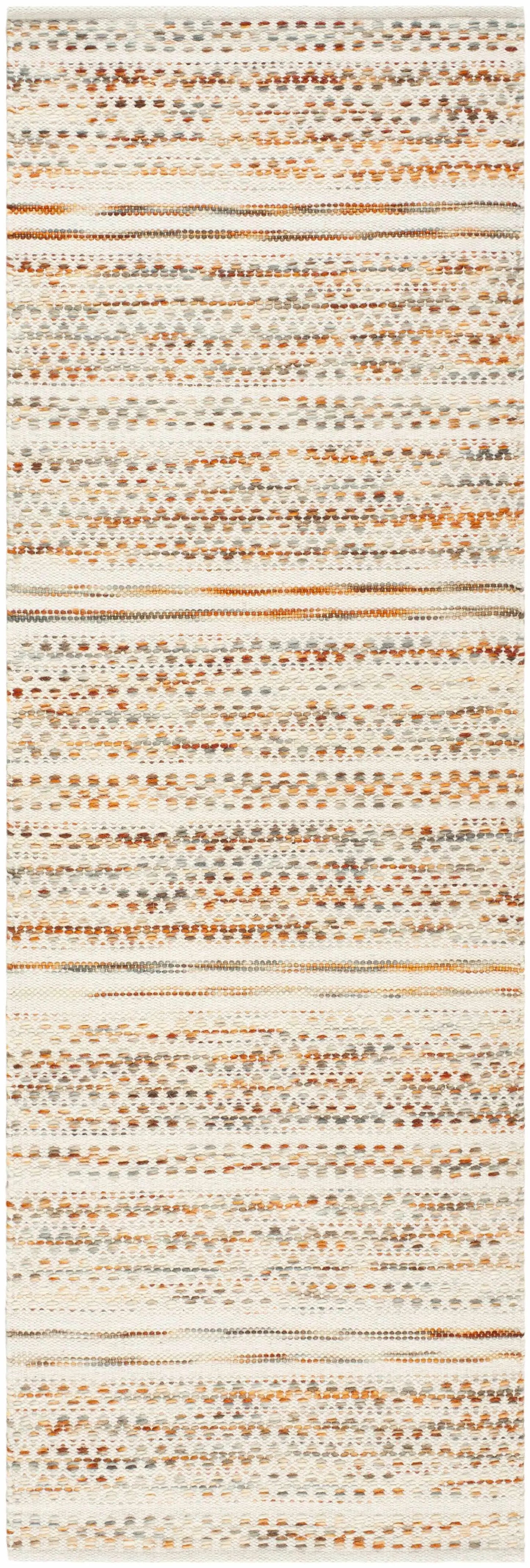 Griet Hand Woven Wool Rug Boutique Rugs in cream with orange-brown gray dotted stripes on Tampa Home & Garden Store