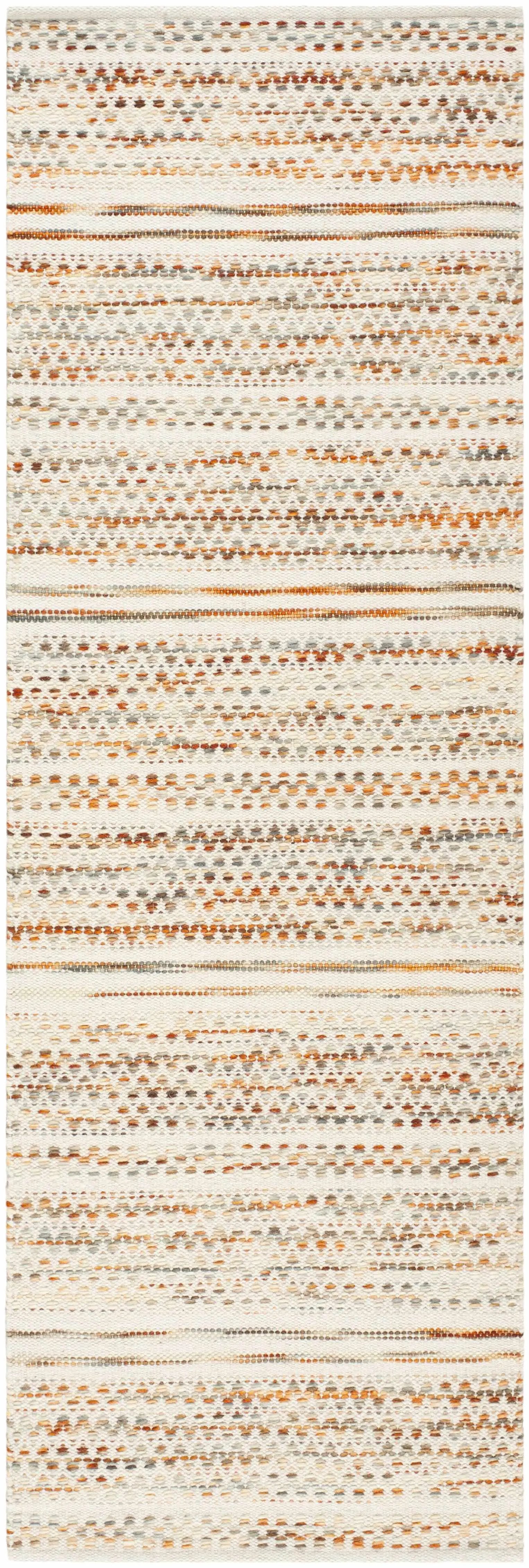 Griet Hand Woven Wool Rug Boutique Rugs in cream with orange-brown gray dotted stripes on Tampa Home & Garden Store