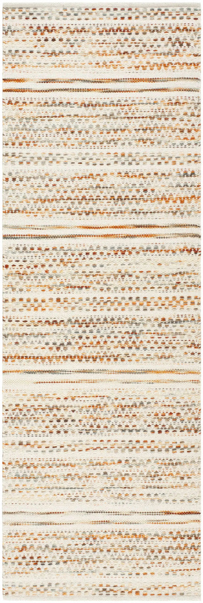 Griet Hand Woven Wool Rug Boutique Rugs in cream with orange-brown gray dotted stripes on Tampa Home & Garden Store