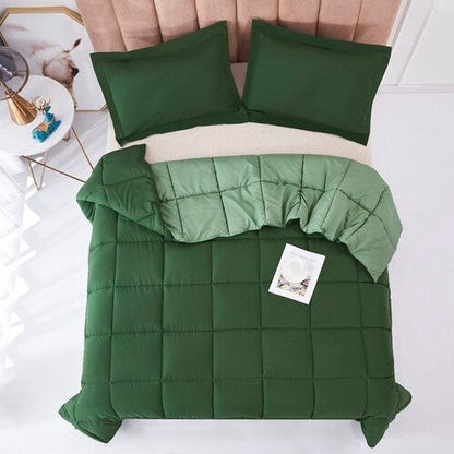 Juego de edredón reversible tradicional de microfibra de 3 piezas para cama King/California King en color verde