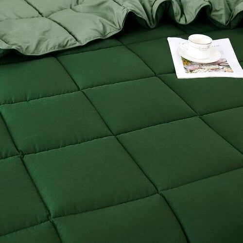Juego de edredón reversible tradicional de microfibra de 3 piezas para cama King/California King en color verde