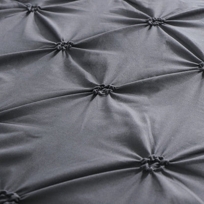 Juego de edredón King Size de microfibra hipoalergénica reversible de 3 piezas plisado para todas las estaciones en color gris