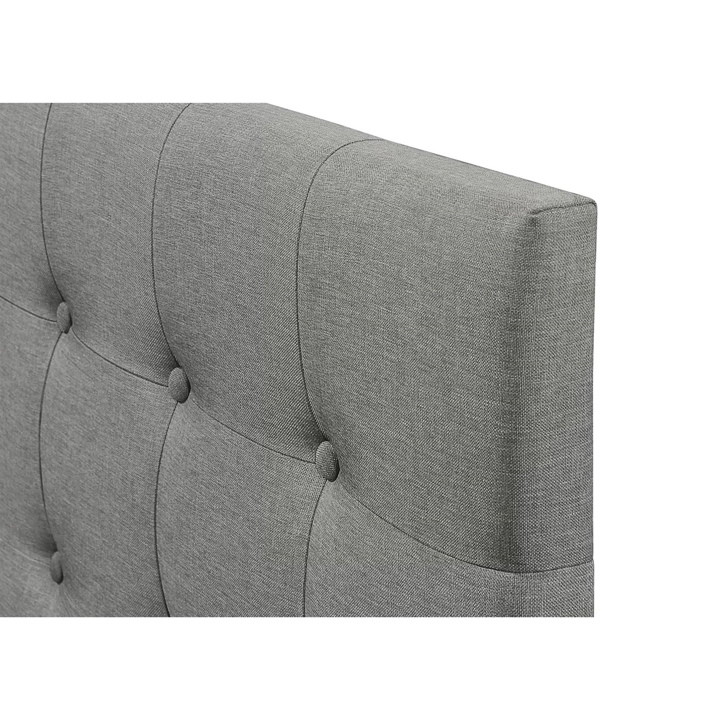 Cabecero tamaño King con botones, estilo Mid-Century, en tela tapizada gris