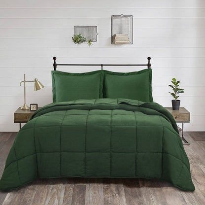 Juego de edredón reversible de microfibra verde tamaño Queen de 3 piezas
