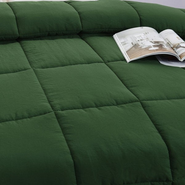 Juego de edredón reversible de microfibra verde tamaño Queen de 3 piezas