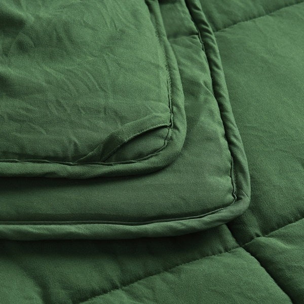 Juego de edredón reversible de microfibra verde tamaño Queen de 3 piezas