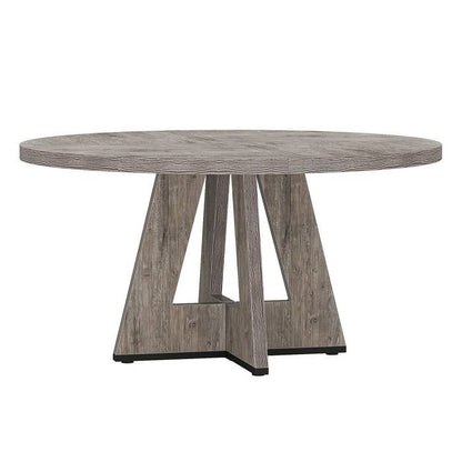 Modern Kitchen 4-Person Circular Dining Table in Grey Wood Finish