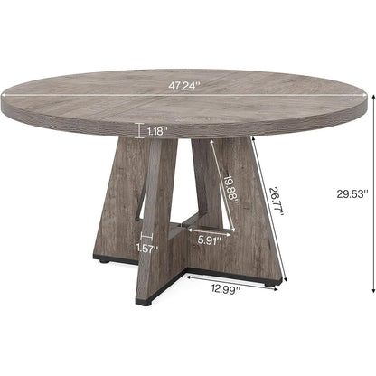 Modern Kitchen 4-Person Circular Dining Table in Grey Wood Finish