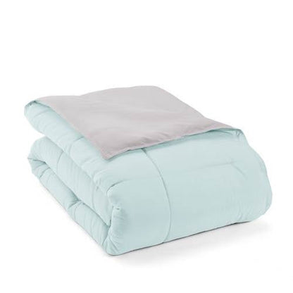 Juego de edredón reversible de microfibra de 3 piezas tamaño Matrimonial/Queen, azul aguamarina y gris